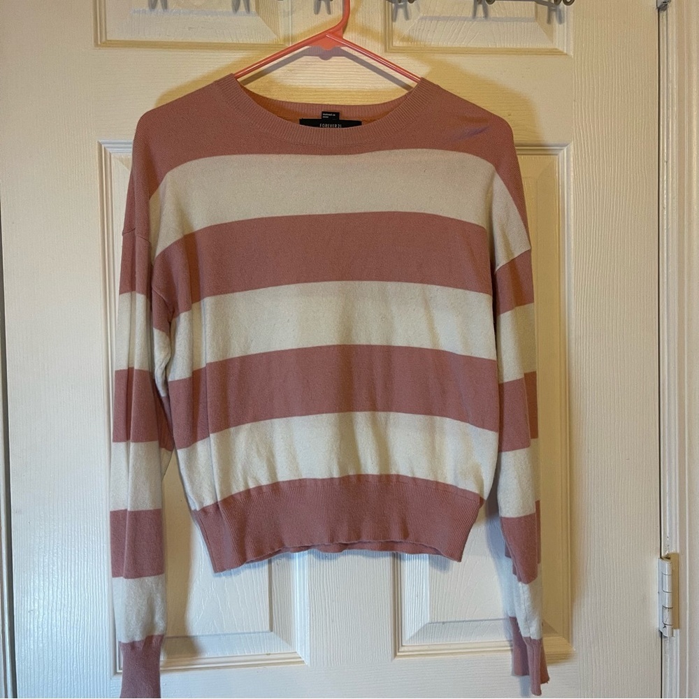 Pink and White Striped Sweater